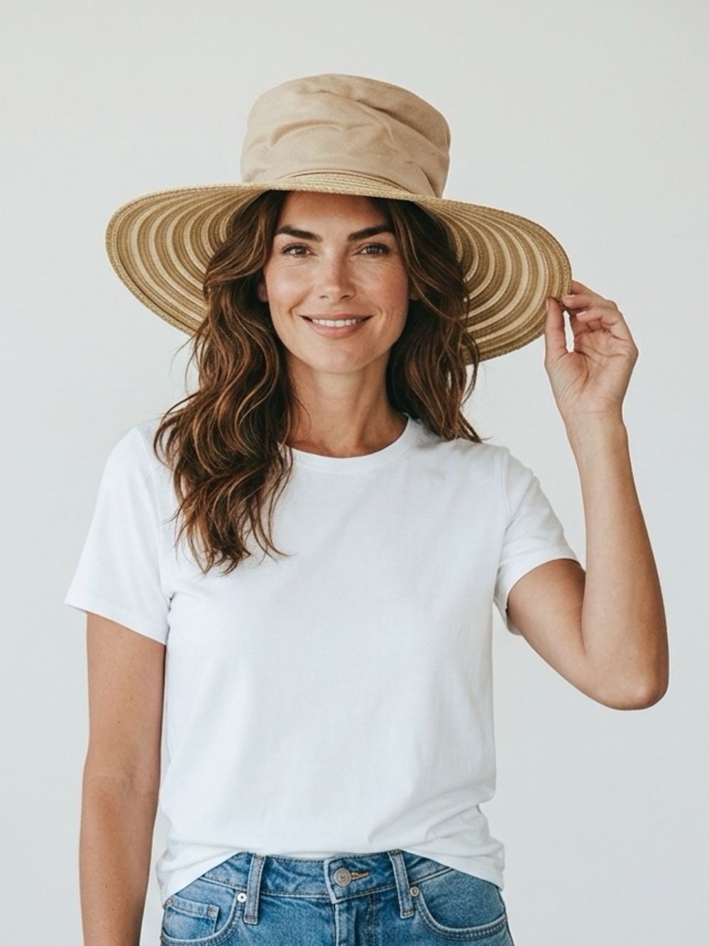 VINTAGE MARCHE Linen banded straw hat folds flat to pack! A Perfect travel hat